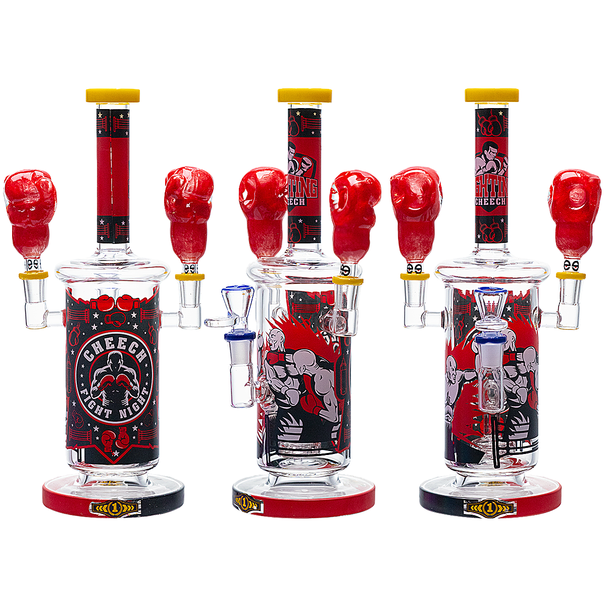 Cheech Heavy Hitter Boxing Theme With Matrix Perc Staright Waterpipe (CHE-424) | 12 inches | Assorted Colors product image